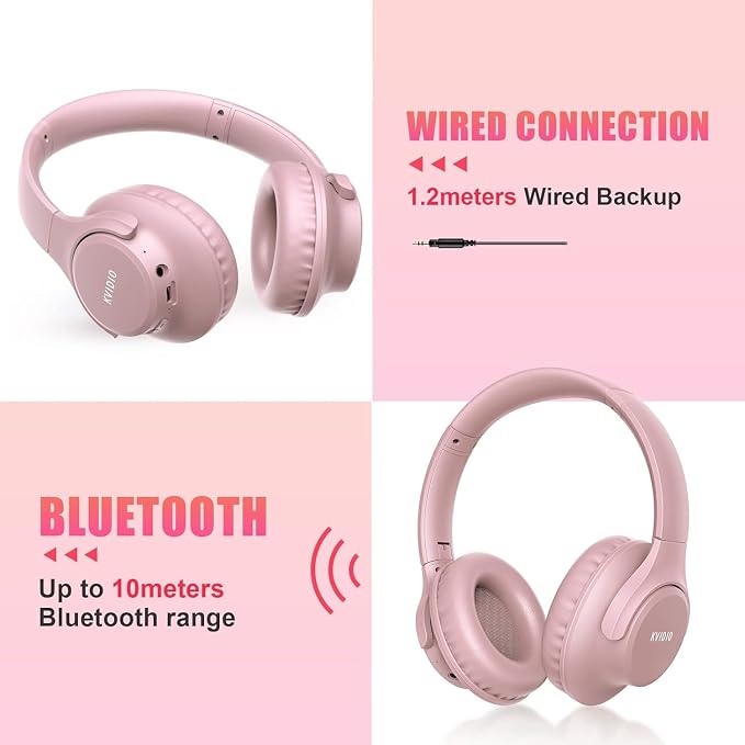 KVIDIO Bluetooth Headphones Wireless Over Ear Headsets 65H Playtime | Deep Bass, HiFi Stereo, Bluetooth 6.0, Microphone, Comfortable Fit, Foldable, Lightweight, Low Latency for Travel Home Office - Image 7