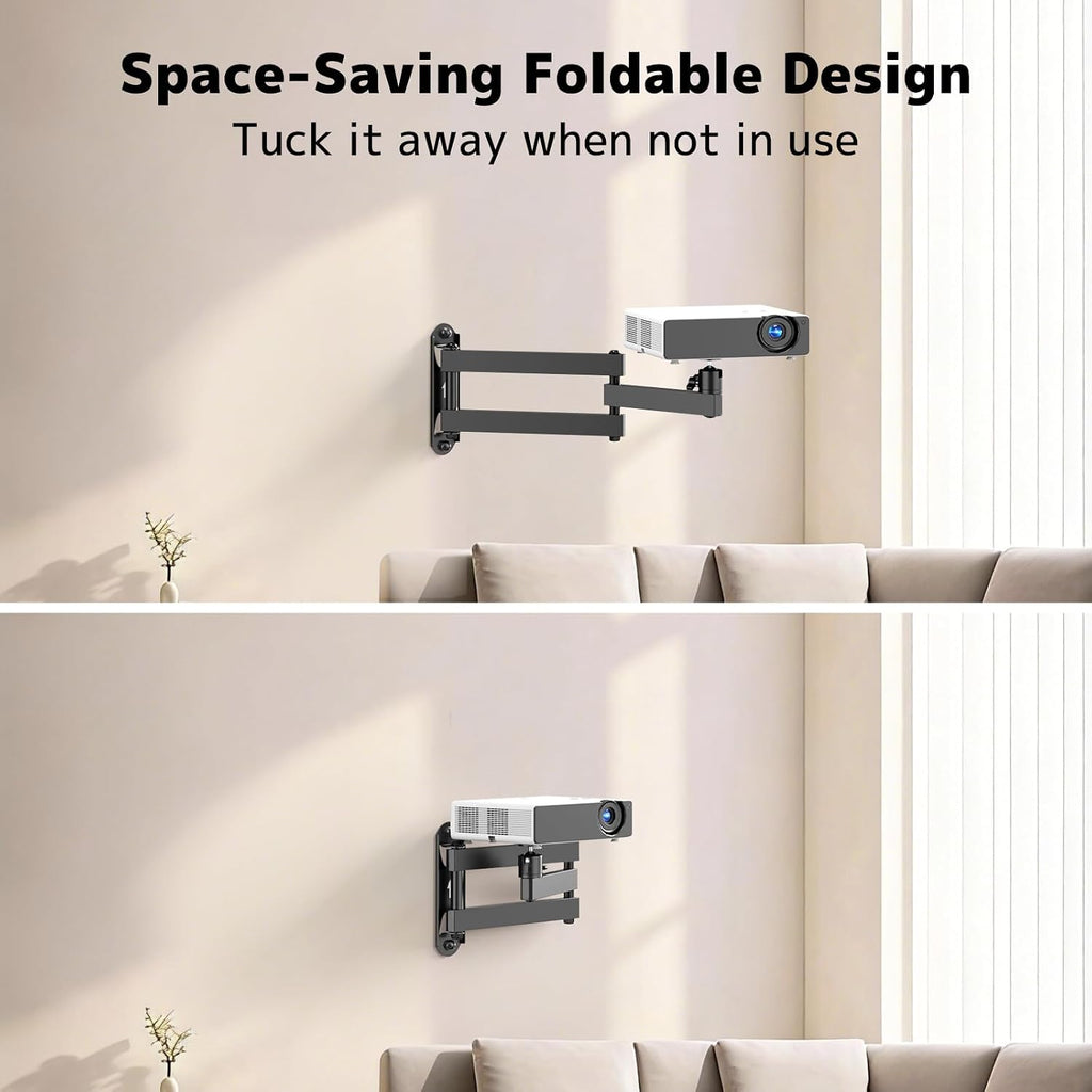 Foldable Projector Wall Mount, Fits 1/4", M4 & M6 Screws, 360° Rotation - Image 6