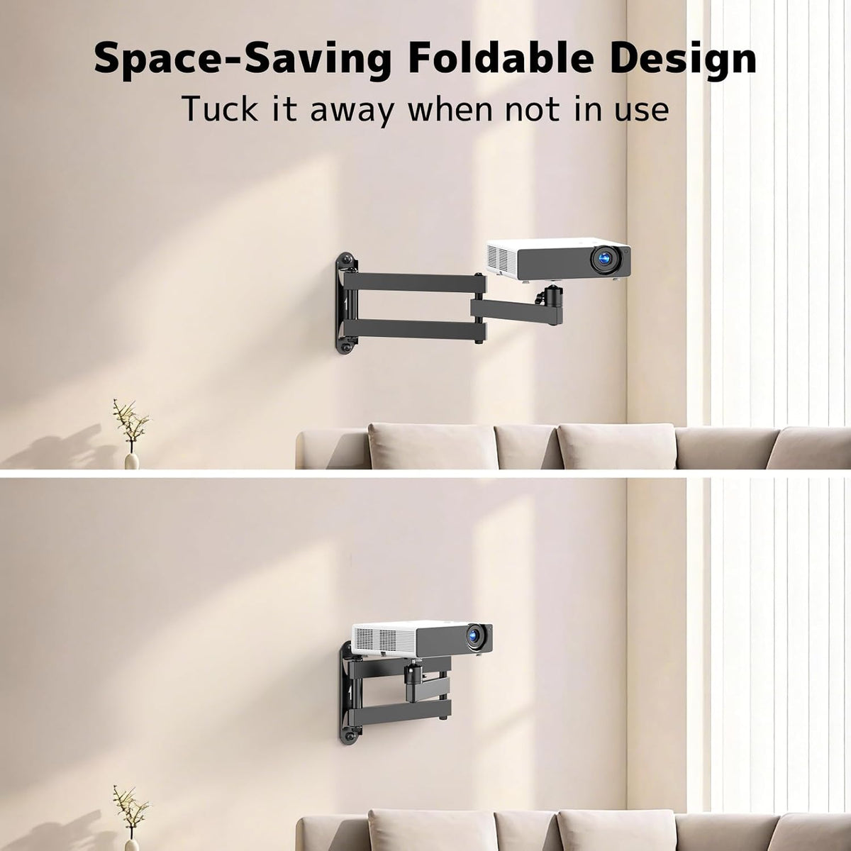 Foldable Projector Wall Mount, Fits 1/4", M4 & M6 Screws, 360° Rotation - Image 6