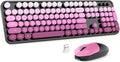 MOFII Wireless Keyboard and Mouse Combo, 2.4GHz Retro Typewriter Keyboard Full Size, Cute Wireless Mice, USB Dongle Plug and Play, for Laptop, PC, Desktop, Windows (Black Pink Gradient Color) by MOFII