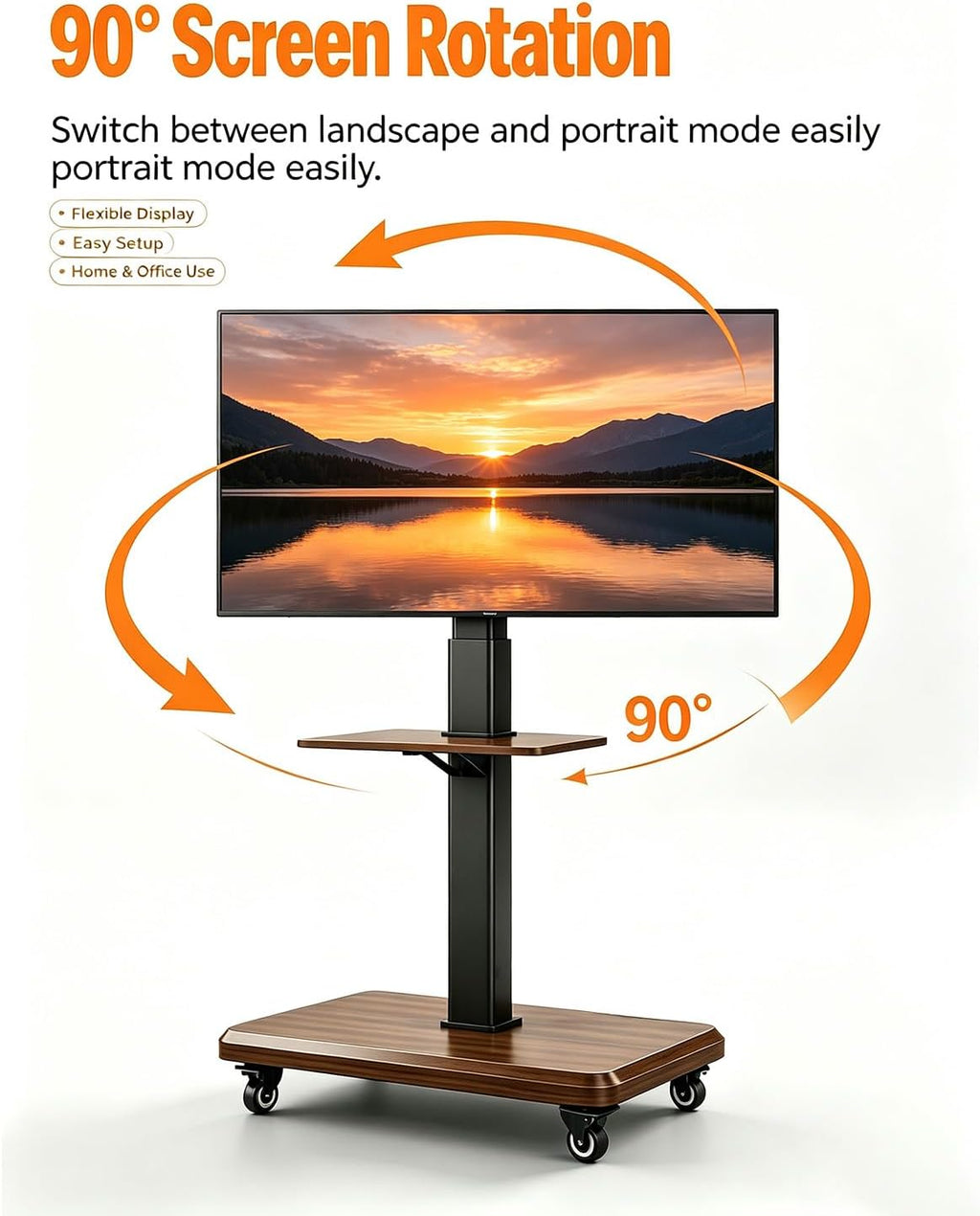 Rolling TV Stand for 32-75 Inch TVs up to 110 lbs - Image 2
