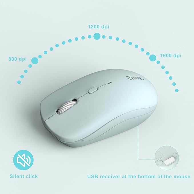 Wireless Keyboard and Mouse Combo Silent for Office and Home(Mint Green) | 2.4G Full Size Silent Cordless Keyboard with Tilt Legs,3-Level DPI Quiet Mouse,for Windows/Mac OS/Desktop/Laptop/PC - Image 8