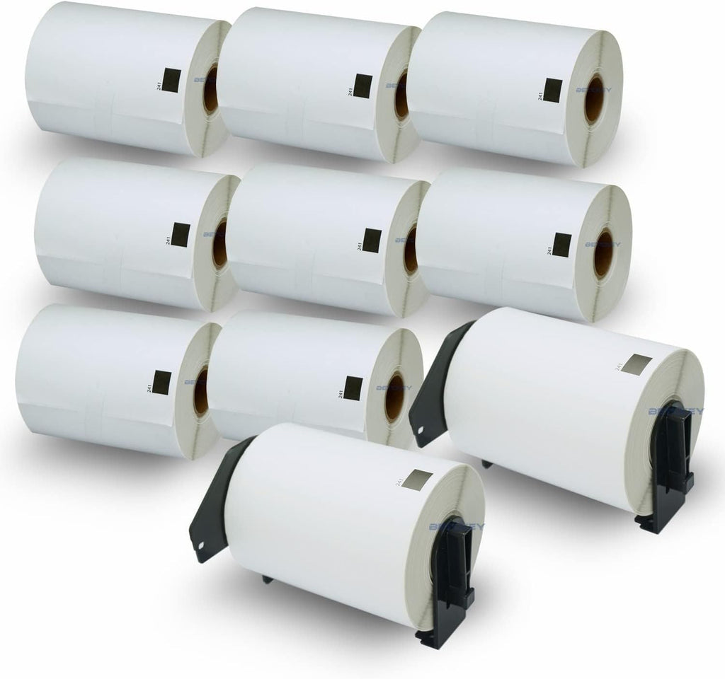 BETCKEY - Compatible Shipping Labels Replacement for Brother DK-1241 (4" x 6"), Use with Brother QL Label Printers [10 Rolls + 2 Reusable Cartridges] by BETCKEY