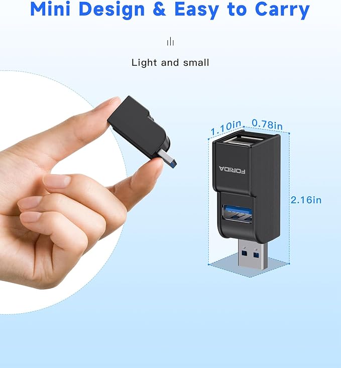3 Ports USB Hub 3.0, FORIDA USB Splitter 1 in 3 Out for Laptops, Keyborad | Mini USB Hub, Multiport Portable USB 3.0 Splitter for Keyborad, U Disk, Camera, Mouse etc Laptop Accessories (Black) - Image 6