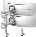 Dual Monitor-Arm Heavy-Duty for 17-49-inch Screens - Vertical Stacked Dual Monitor Mount Stand for Ultrawide Screens up to 44lbs, Aluminum,Full Motion, VESA 75/100 mm, White by PUTORSEN