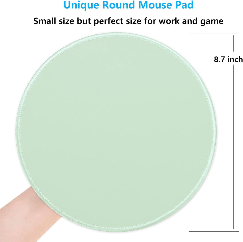 Round Mouse Pad, 8.7 x 8.7 Inch Premium-Textured Washable Non-Slip Rubber Base Cute Small Mouse Mat with Stitched Edge for Women Wireless Computer Laptop Gaming Desk Accessories, Lake Green - Image 5