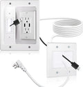 in Wall Cable Management Kit with Brush Wall Plate, AC Outlets & USB Ports | 9.8ft Cord, Recessed Outlet Box, for Walls Mount TV with Cable Management Box, in Walls TV Connection Kit, White by Unknown