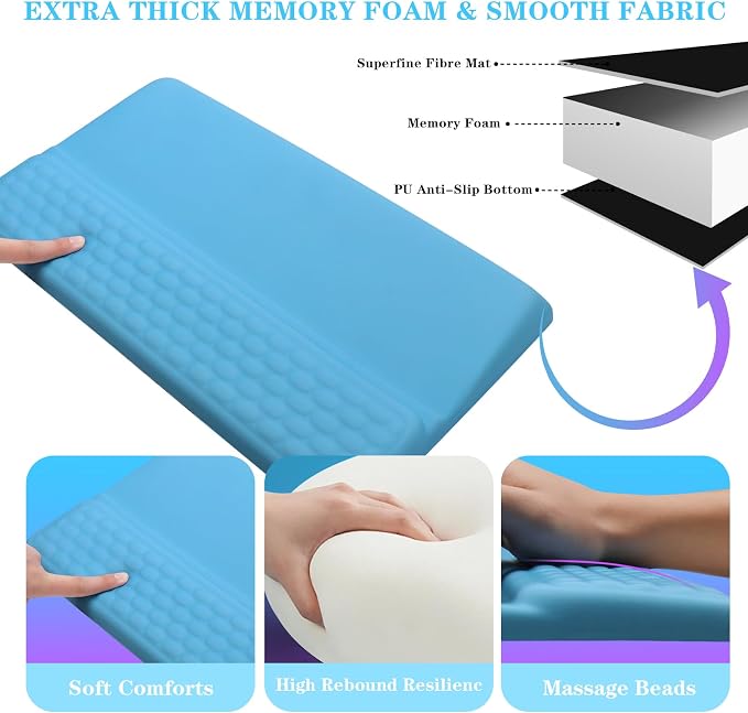 Computer Keyboard Stand with Wrist Rest, Ergonomic Tilted Keyboard Holder - Keyboard Riser with Wrist Pad - Keyboard Tray Support for Office Home - Blue - Image 4