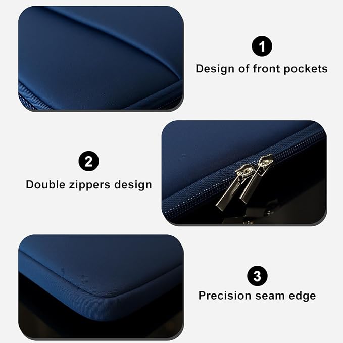 Laptop Sleeve for MacBook Neo/Air/Pro 13 inches A18/M5/M4/M3/M2/M1 Chip 2026-2020 A3404 A3449 A3240 A3113 with 2 Pockets Tablet Bag Case Accessories (Indigo) - Image 4