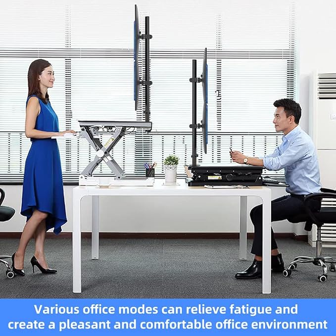 Pholiten Tall Vertically Stacked Dual Monitor Desk Mount Stand | Extra Tall 31 Inch Monitor Stand, Fully Adjustable Monitor arm for 13-32 Inch LCD Screen, Holds up to 22lbs - Image 5