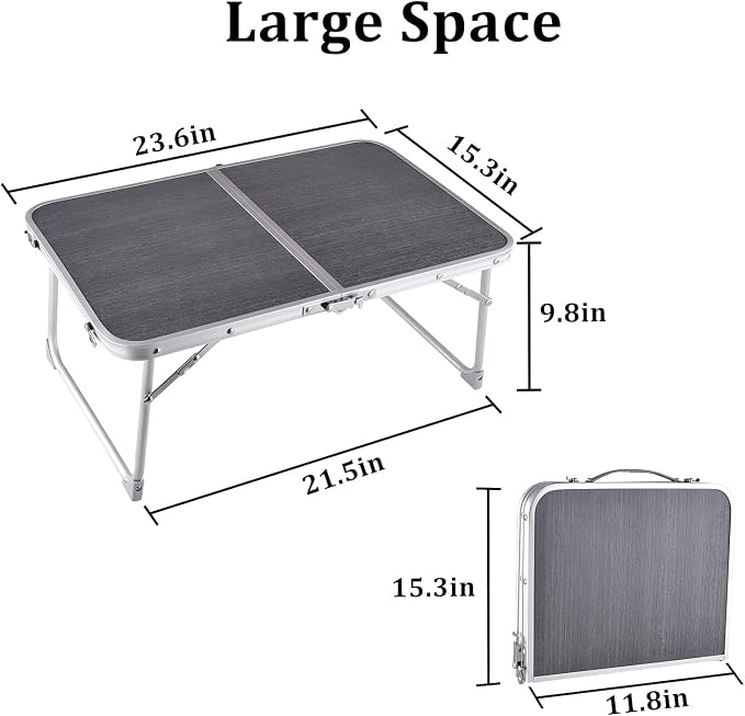 Foldable Laptop Desk, Portable Bed Table with Hidden Storage, Gray | 23.6 x 15.3 in Work Surface, Hidden Storage, Aluminum Frame, Anti-Slip Feet, Carry Handle, Safety Locks - Image 5