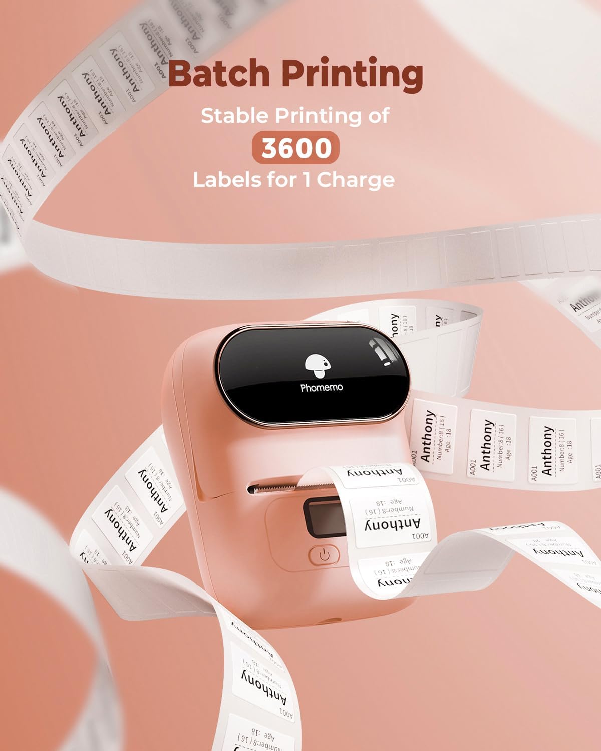 Phomemo Label Printer M110- Small Address Label Maker-Baby Pink - Image 8