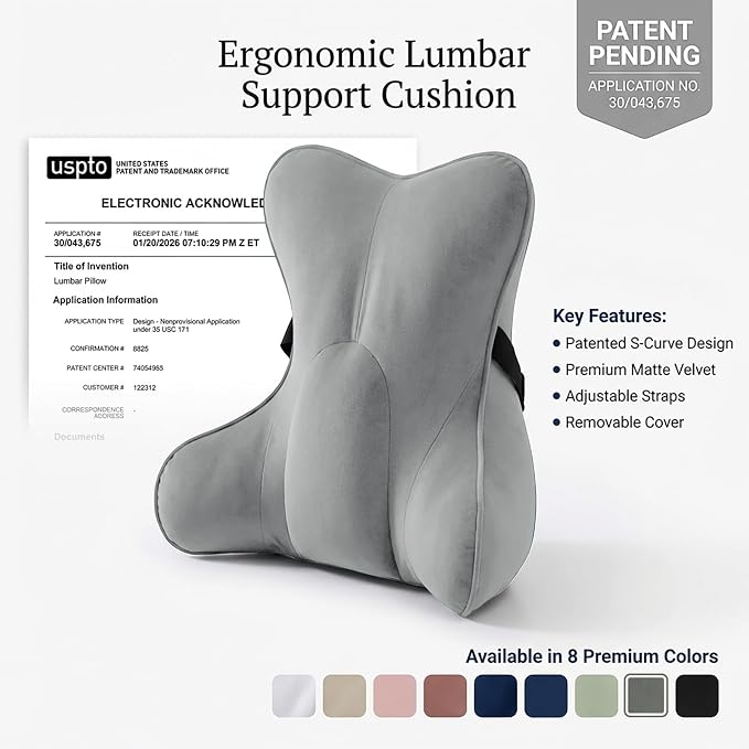 Lumbar Back Pillow (Pat. Pend), Supportive Back Cushion for Bed, Couch & Recliner, Ergonomic Lumbar Pillow with Customizable Firmness for Lower Back Pain Relief, Zinc Gray - Image 9
