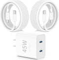 45W USB-C for iPhone 17 16 15 Pro Max Charger Fast Charging and Long Type C to C Cable Cord 10FT/6FT,PD 3.0 GaN Dual USB C Port Super Fast for iPhone 17 Pro/17 Air/16 Plus/15 Series/Pad/Galaxy S24/S25 by Luckinllyy