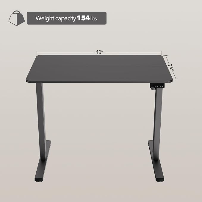 LongKe Electric Standing Desk Adjustable Height, 40x24 Inches Sit Stand up Desktop for Home Office, Ergonomic Rising Computer Table with Memory Preset, Black - Image 3