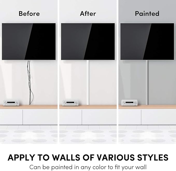 Cord Covers for Wires on Wall - 150in Cable Management Cable Hider - Cord Hiders for TV On Wall - Paintable Cable Concealer - Wire Covers for Cords - 10X (L16 x W0.95 x H0.5) - Medium | Beige - Image 5