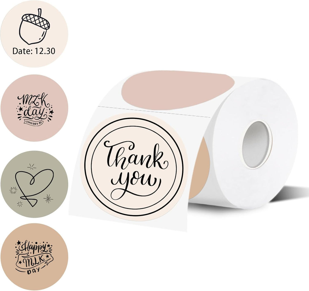 3 Inch Thermal Label,Morandi Round Thermal Printer Label,Waterproof Thermal Stickers for DIY Logo Design,Name Tag,Thanks Card 300 Labels/Roll (Morandi) by WANGHENG