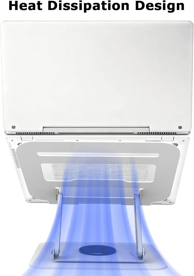 Adjustable Laptop Stand 360°Rotation Computer Riser for Desk, Silver | Fit for MacBook Pro/Air Notebook Up to 16 Inches, Adjustable & Foldable, Stability & Durability, Heat Dissipation Design - Image 6