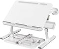 SONGMICS Bed Laptop Desk, Foldable Bed Desk for Laptop, 15.7 x 22 Inches Large Desktop, 120° Stepless Tilt, Adjustable Height, Cup Holder, Tray, Portable Sofa Table, White ULLD113WB01 by SONGMICSbySONGMICSHOME