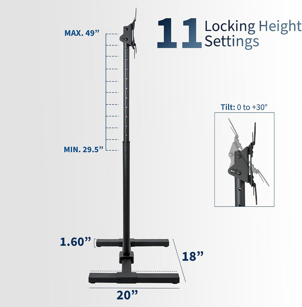 VIVO Height Adjustable TV Floor Stand for 13-50 in Screens - Image 3