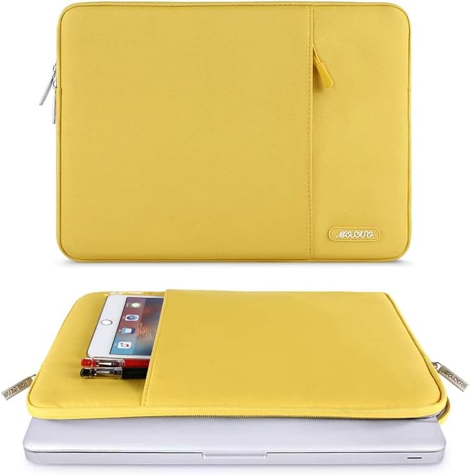 MOSISO Laptop Case 16 inch, 15-15.6 inch Laptop Sleeve Bag with Pocket | Compatible with MacBook Pro 16 M5 M4 M3 M2 M1, HP Acer Dell Lenovo ASUS, Polyester Vertical Computer Bag, Yellow - Image 2