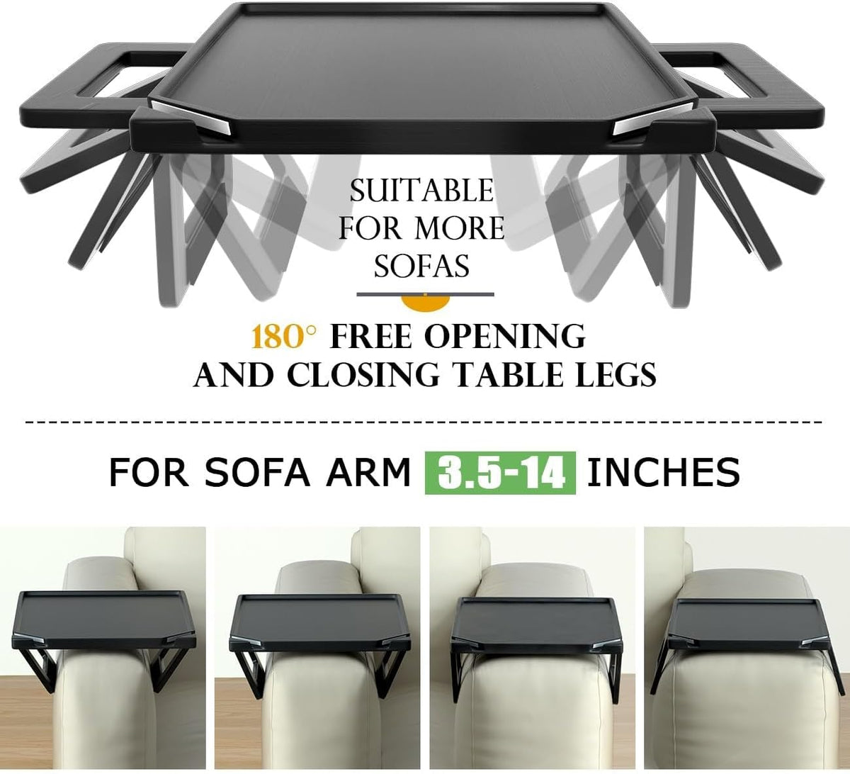 Couch Arm Tray Table Sofa Arm Clip, Armrest Tray Table Suitable for Home Drinks/Fast Food/Fruit Etc, Large Size Multi-Function Natural(Dual Phone/Tablet Holder) - Image 7