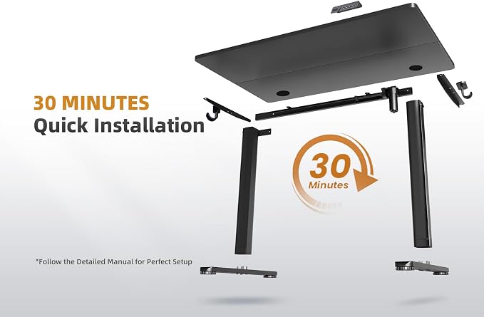 YDN 35 x 20 Inch Black Electric Standing Desk | Adjustable Height, Sit Stand, Cable Management, Ergonomic, Home Office - Image 9