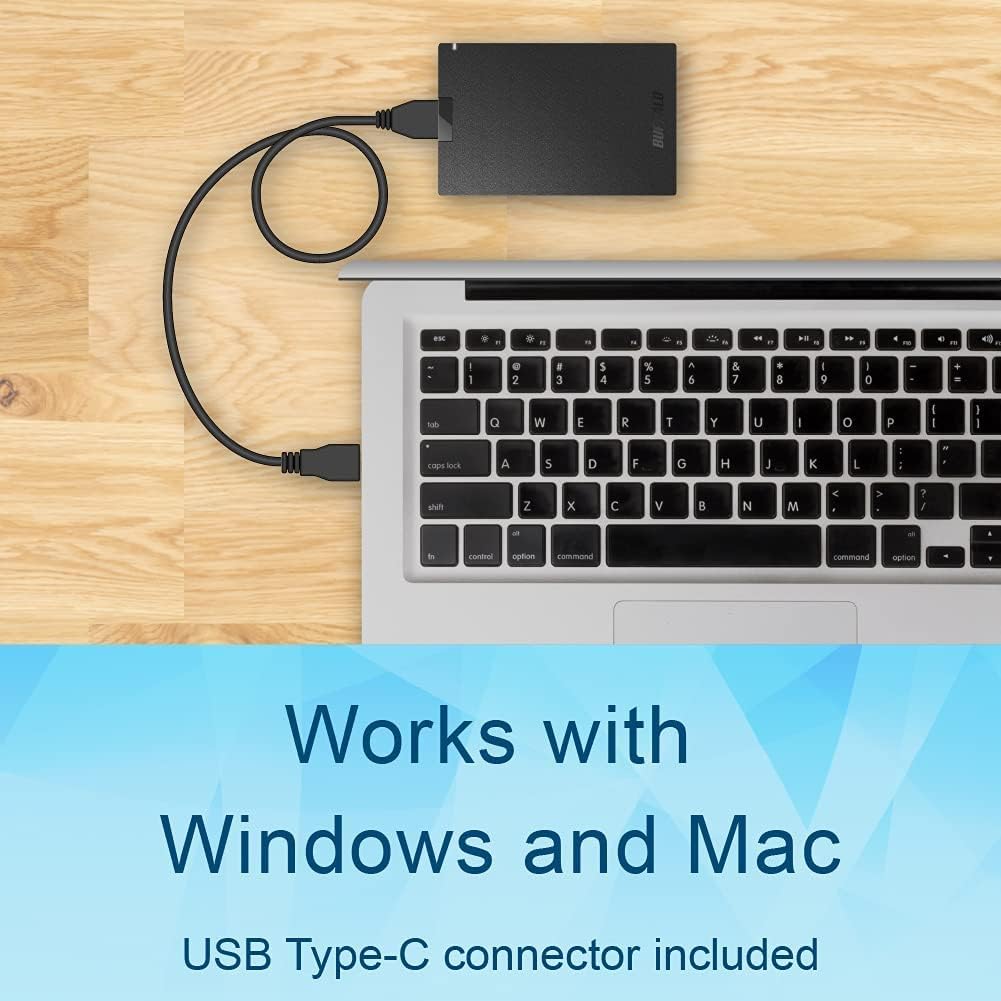 BUFFALO External SSD 500GB - Compatible with PS4 / PS5 / Windows/Mac - USB-C - USB-A - USB 3.2 - External Solid State Drive - ‎SSD-PG500U3B - Image 4