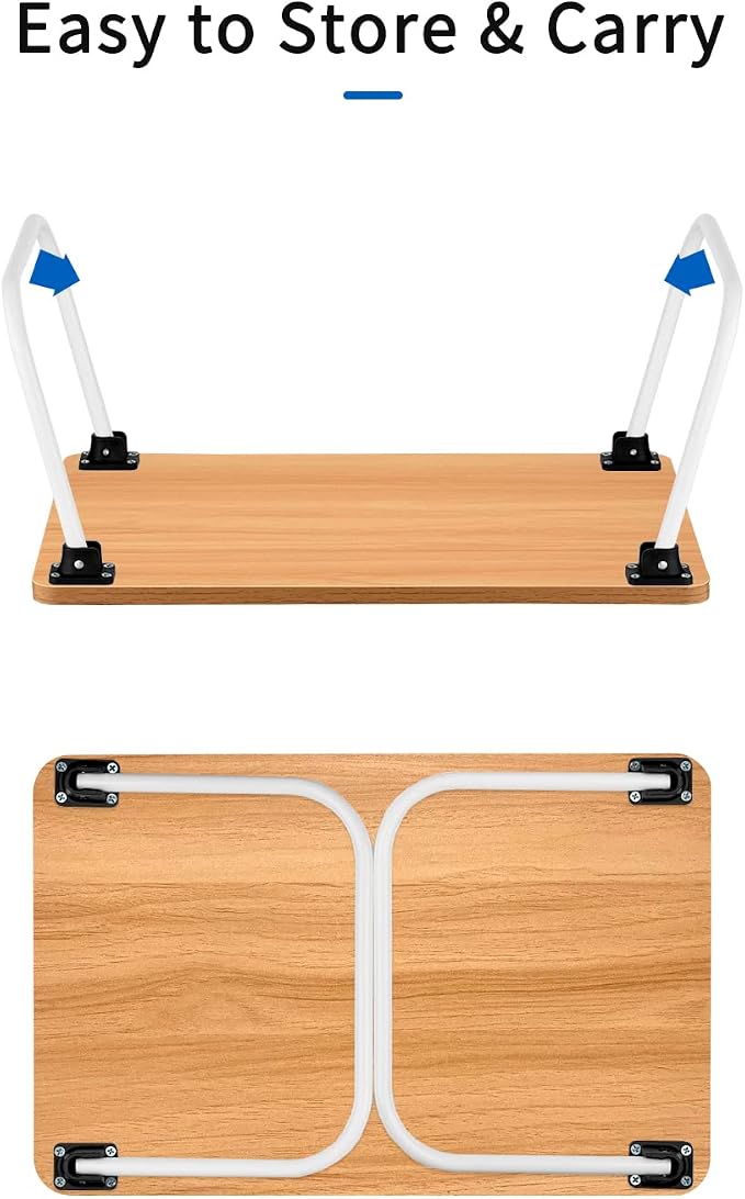 Ruxury Folding Lap Desk Laptop Stand Bed Desk Table Tray, Breakfast Serving Tray, Portable & Lightweight Mini Table for Sofa Couch Floor - Wood - Image 7
