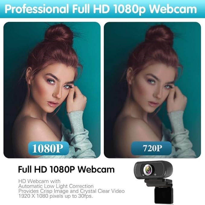ZIQIAN 1080P Webcam with Microphone, USB Web HD Camera for PC, Laptop&Mac | 110° Wide Angle Computer Webcam with Privacy Cover & Tripod, Streaming Webcam for Zoom, Twitch, Teams, YouTube, Plug & Play - Image 5