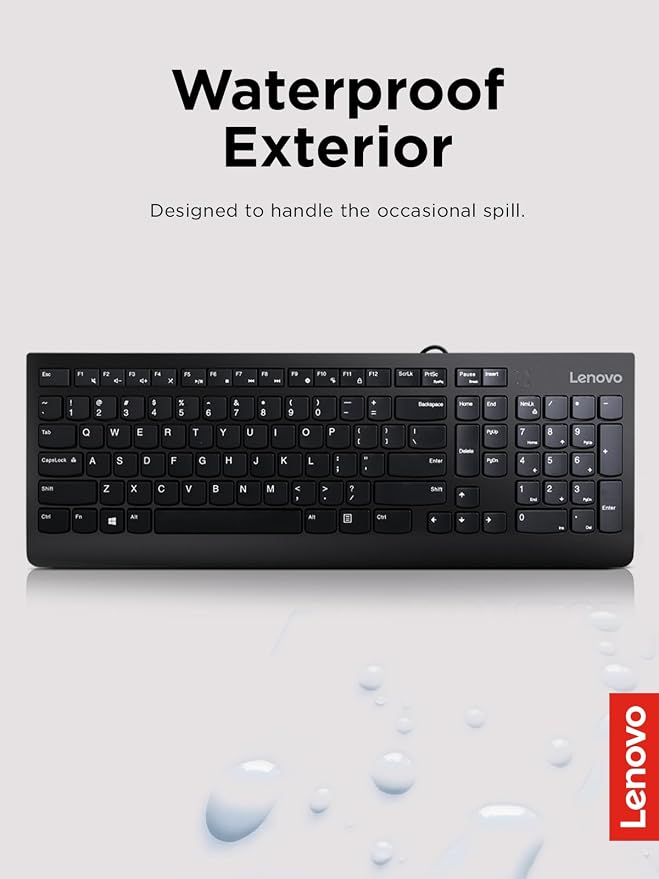 Lenovo 300 USB Keyboard, Wired, Adjustable Tilt, Ergonomic, Windows 7/8/10, GX30M39655, Black | Full-size office typing with wired USB connection and 1 year warranty - Image 5