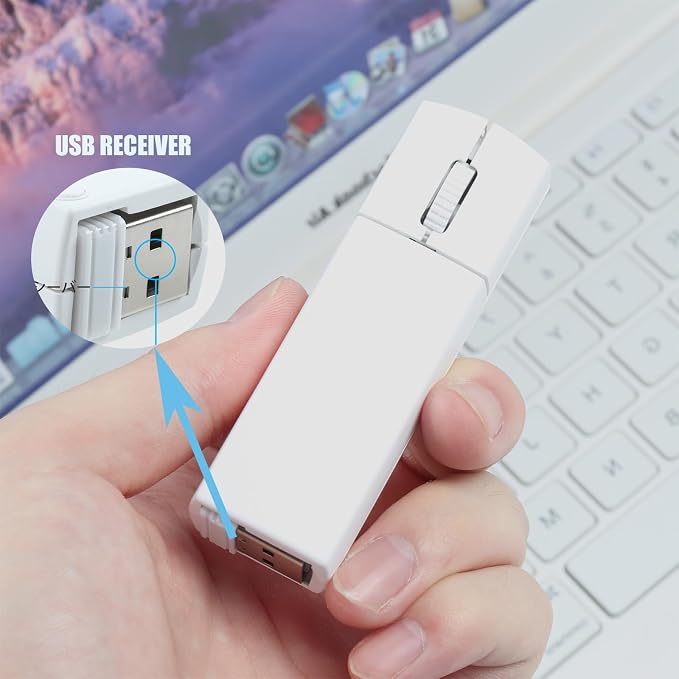 elec Space Wireless Mini Finger Mouse - Silent Dual-Mode Bluetooth & 2.4GHz, Ergonomic Portable PC Mice with Case, Compatible with MacBook and Chromebook - Image 3
