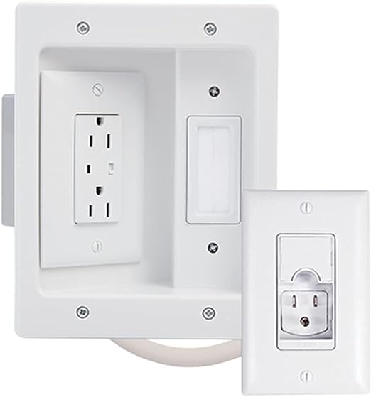 Legrand On-Q in-Wall TV Power Kit – Cable Management System with Recessed Outlet, Hides Wires for Wall-Mounted TVs, 6FT Power Cord, White, CPT306WV1 by Unknown