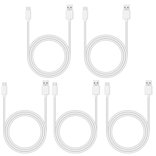 Smays USB to USB C Cable 6ft 5-Pack, Type C Phone Charger Cord Bulk, White by SMAYS