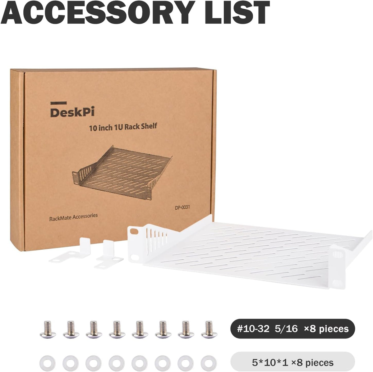 GeeekPi 1U Rack Mount Shelf for 10 inch Server Rack, 7.87" Depth Vented Cantilever Tray for Network Rack and DeskPi RackMate T1/T0 Server Cabinet (White) - Image 4
