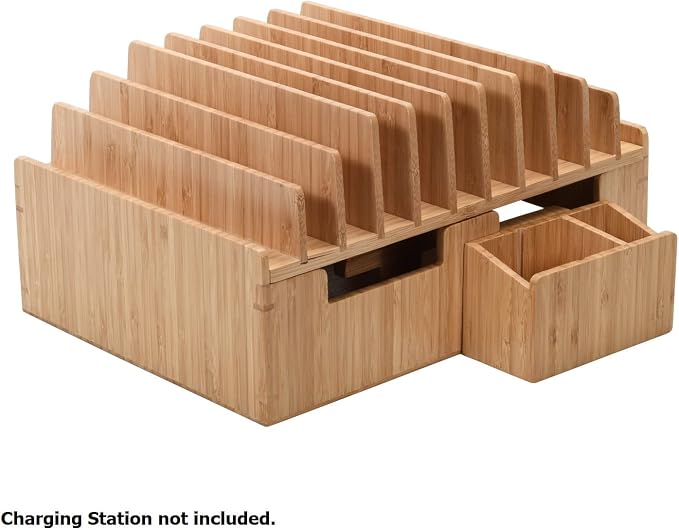 MobileVision Bamboo Caddy Add-On for Bamboo Charging Station Organizers; Compartment and cubby space fits pens, keys, and other small stationary items - Image 4