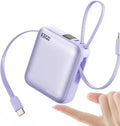 10000mAh Small Portable Charger with Built in Cables LED Display Purple | Mini Power Bank 22.5W USB-C Fast Charging Battery Pack, Travel Essential Power Bank for iPhone, iPad, Samsung, Android by Hichainmakeyourlifebetter