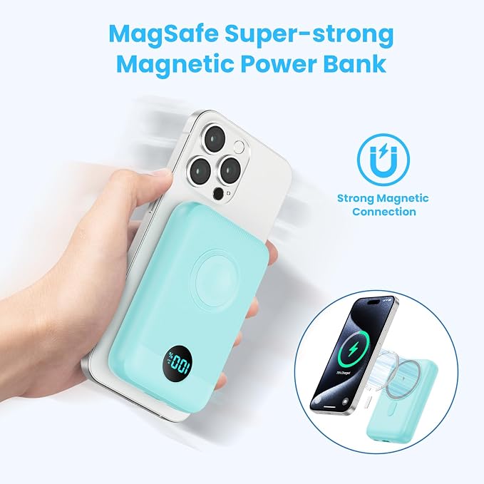 Magnetic Portable Charger 10800mAh,4-in-1 Wireless Power Bank with iWatch Charger, QC4.0+20W PD Fast Charging USB C Battery Pack with LCD Display for Magsafe,iPhone 17/16/15/14/13/12 Series,Green - Image 5