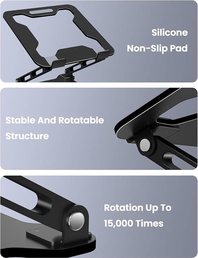 LOXP Adjustable Laptop Stand for Desk, Portable Airflow Laptop Riser Holder | Metal, Foldable, Ergonomic, Computer Notebook Stand Perfect for Home Desk, Office, Coffee Shops, Travel, 10-15.6" Laptops - Image 9