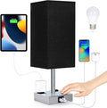 Bedside Lamp with USB Ports - Touch Control Table Lamp for Bedroom with USB C+A Charging Ports & AC Outlets, 3 Way Dimmable Nightstand Light for Living Room (Bulb Included, Black) by Soilsiu