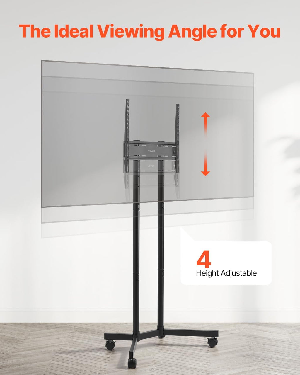 VEVOR Rolling TV Stand for 32-65" Screens, 88 Lbs, VESA 400 - Image 5