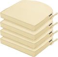 Outdoor Chair Cushions Set of 4, 17 x 16 Inch Waterproof Seat Pads | 3 Year Color Fastness Thick Patio Chair Cushion with Ties for Garden Lawn Sofa Couch, Beige by COMCAVER