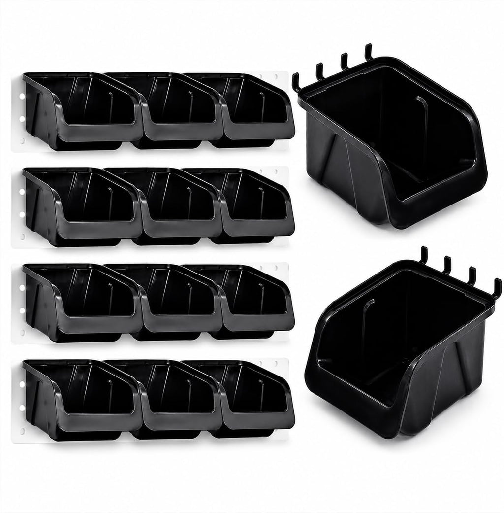 Pegboard Bins – 12 Pack, Black Storage Cups for Small Parts and Hardware - Image 3