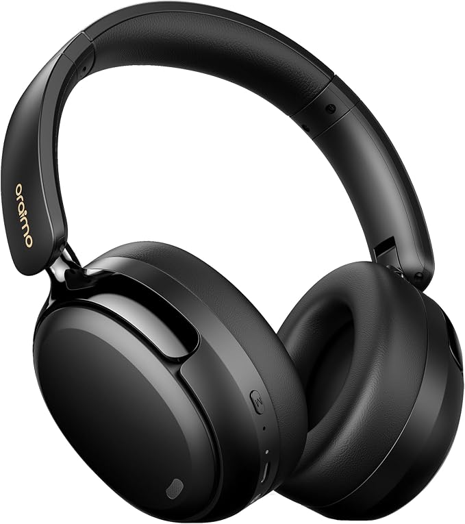 Oraimo Bluetooth Headphones Active Noise Cancelling, 65H Playtime, 3 EQ Modes, Deep Bass, Bluetooth 5.4, Wireless Over-Ear Headphones with Microphone for Office Travel, Black | 360 Spatial Sound & Deep Bass, Waterproof ENC Dual-Mic Clear Calls, Bluetoo... by oraimolifestyle