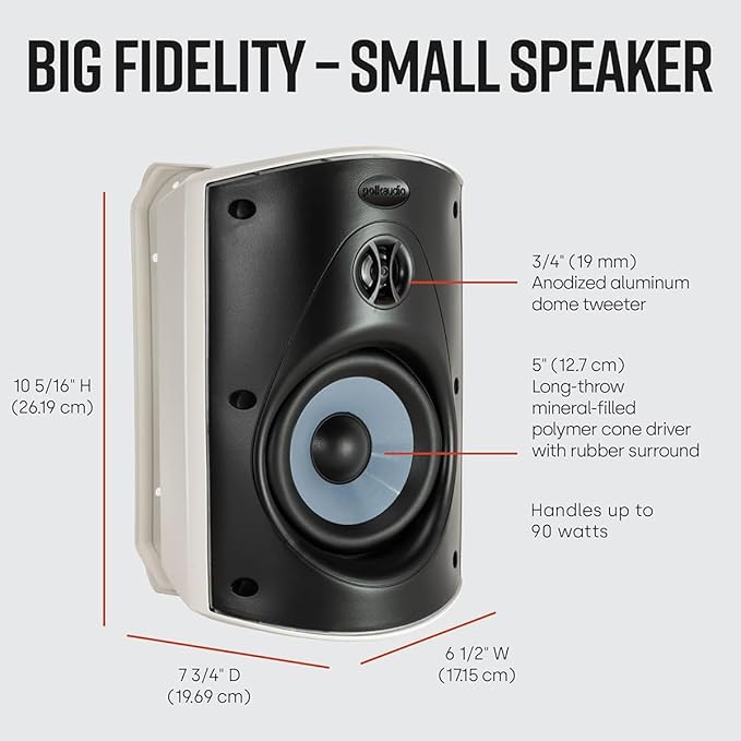 Polk Audio Atrium 5 Outdoor Speakers with Powerful Bass (Pair, White) | All-Weather Durability, Broad Sound Coverage, Speed-Lock Mounting System - Image 3