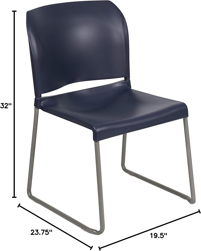 Flash Furniture Hercules Stack Chair, Gray | Sled Base, Powder Coated, Contoured, 880 LBS. Weight Capacity - Image 2