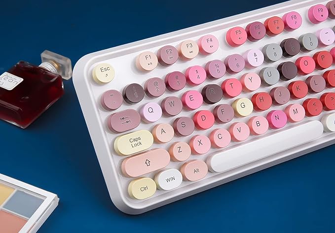 Colorful Wireless Keyboard and Mouse Combo,Cute Typewriter Bubble Keys,Pink | Aesthetic Round Keycaps,Removeable Floating Circle Keys,2.4GHz USB Receiver,Full-size with Number Pad for PC Laptop Desktop - Image 4
