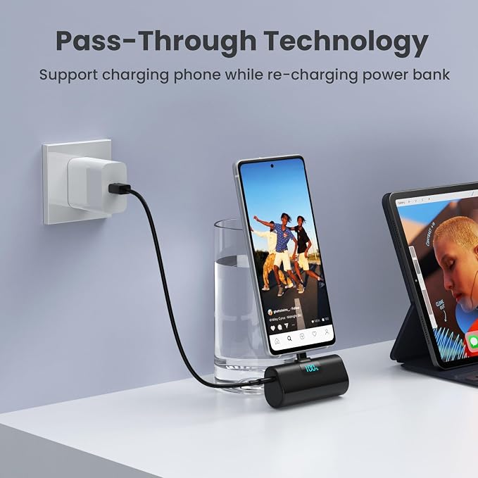 [2-Pack]Portable Charger for iPhone 16/15 Series,5200mAh PD USB C Power Bank Built-in USB-C Connector,Battery Pack Compatible with iPhone 16/16 Plus/16 Pro/16 Pro Max/15 Series,Android (Black+Black) - Image 7