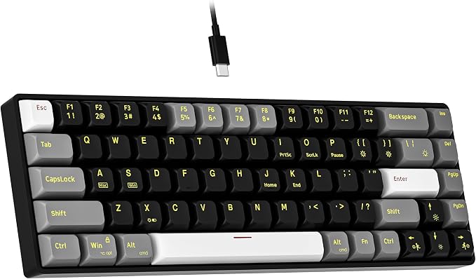 Newmen GM681 Wired Mechanical Keyboard,60% LED Backlit Gaming Keyboard | Wired Gaming Mechanical Keyboard,LED Backlit,Custom Hot Swappable,Ergonomic,Compact Small,USB Mini Computer Keyboard,PC Gamer by NEWMEN
