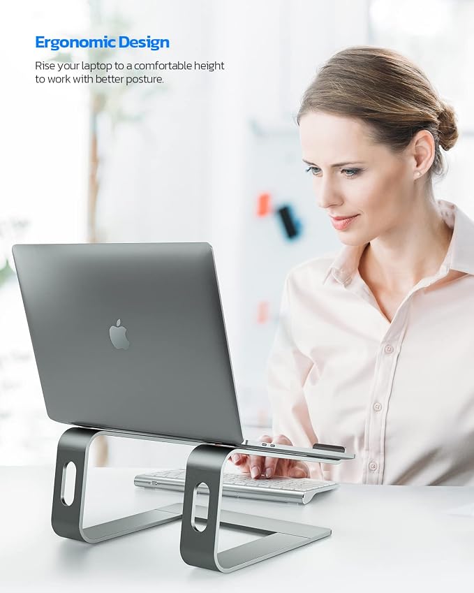 Nulaxy Full Aluminum Laptop Stand, Stable Support to 22 lbs, Open Cooling | Detachable for Portable Storage, Easy Setup, Saves Desk Space, Compatible with 10-16 Inch Laptops, Office Desk Accessories - Image 2